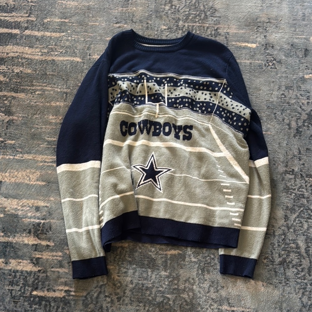 NFL Cowboys Navy and Gray Crewneck Sweater